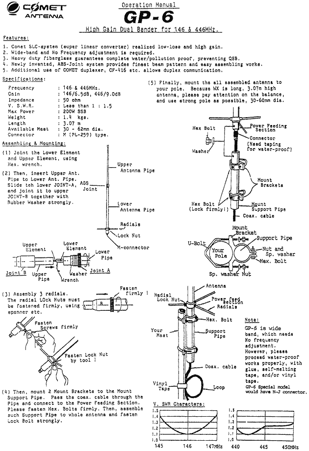 Comet Cha-250B Antenna Manual - freewarecommon