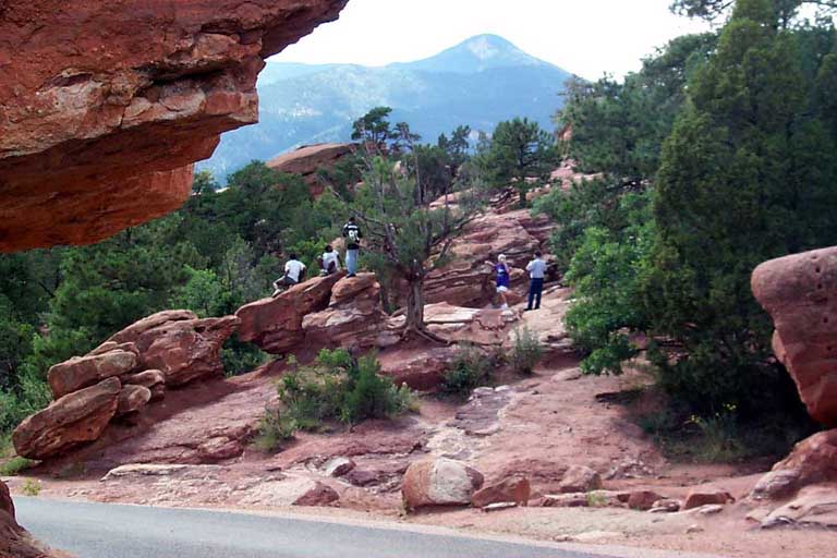 Garden of the Gods - Pike's Peak beneath Balancing Rock - 71927